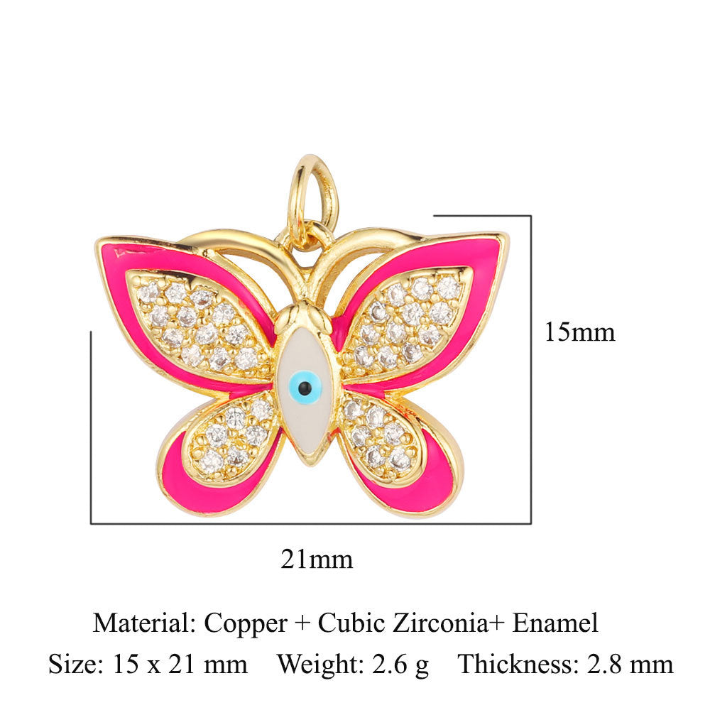 Copper zircon DIY animal necklace bracelet pendant