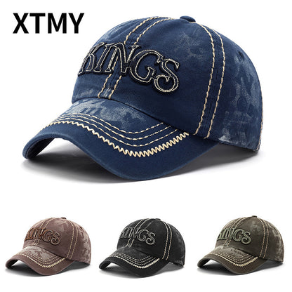 Letter Embroidered Denim Washed Baseball Cap