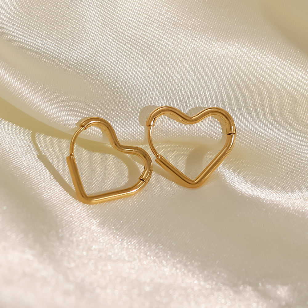 Stainless steel 18K gold plated heart earrings