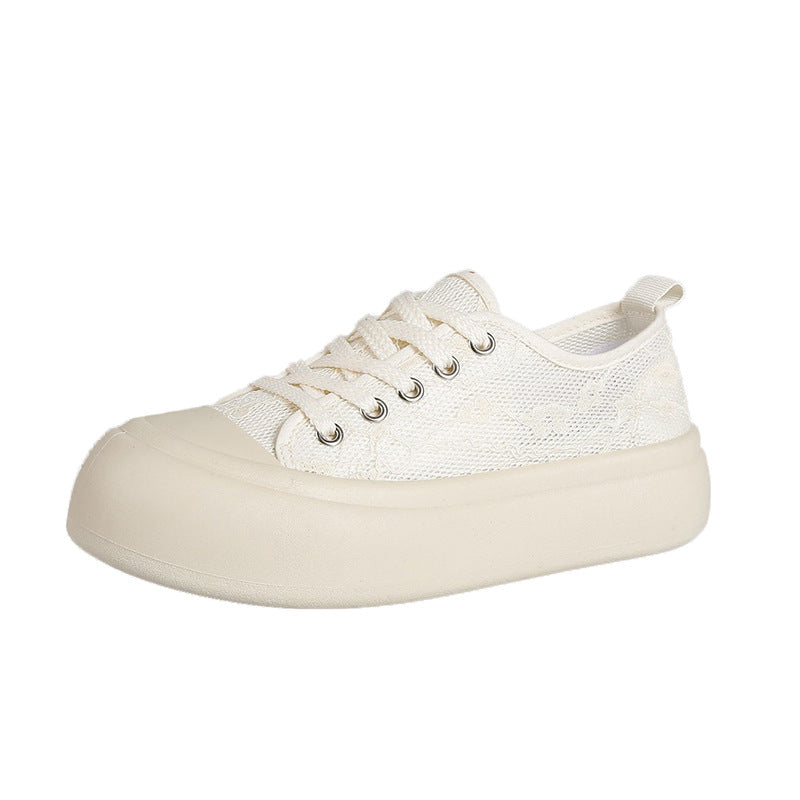 Women's mesh lace rounded sneakers