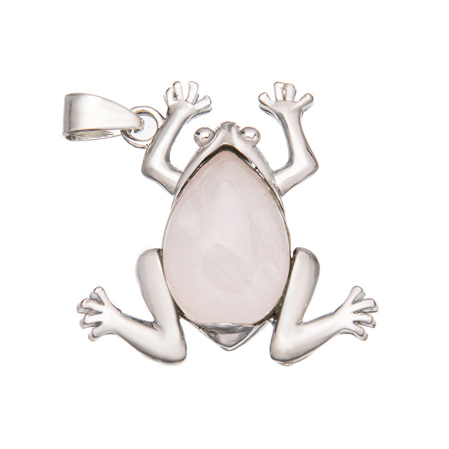 Crystal Gem Alloy Frog Pendant Necklace