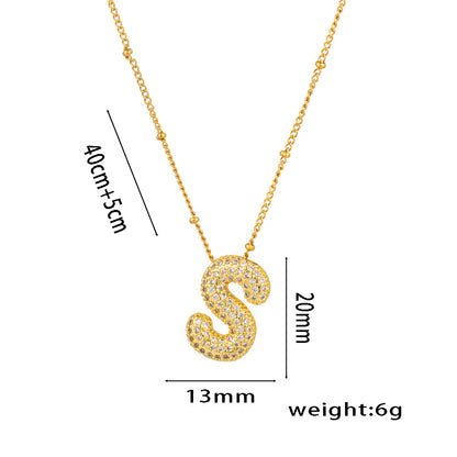 Hip-Hop Ice Sugar Zircon Quartz Letter Pendant American INS Fashion Necklace