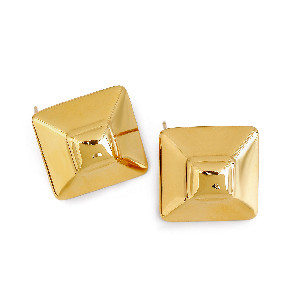 Gold Tower Square Cabochon Earrings