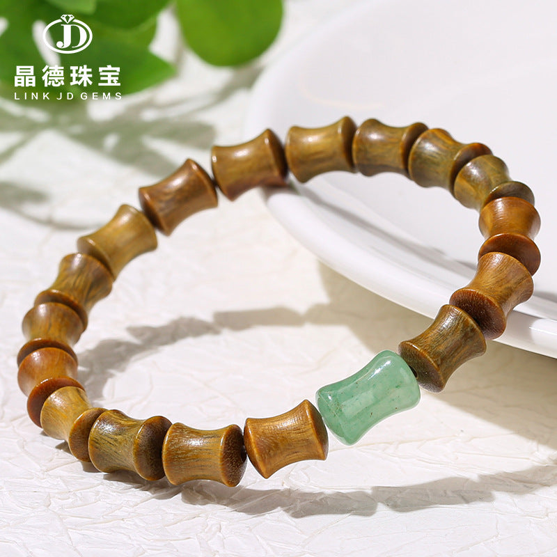 Green sandalwood bamboo bead bracelet wooden