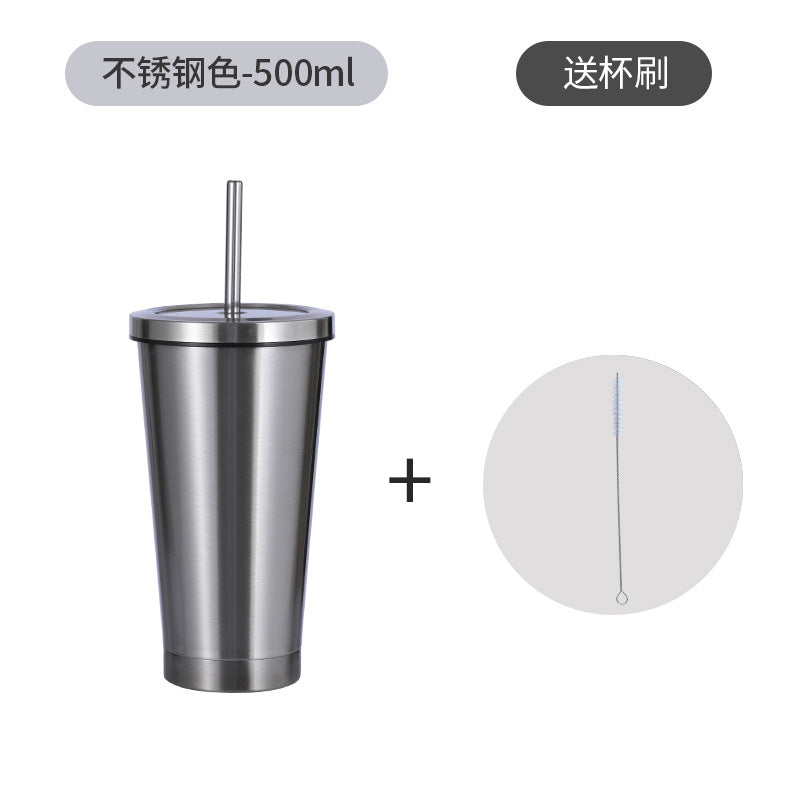 Stainless steel straw cup coffee cup 750.500ml