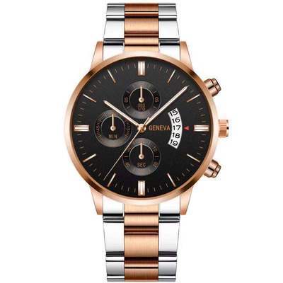 Wish new steel band men's three-eye calendar watch