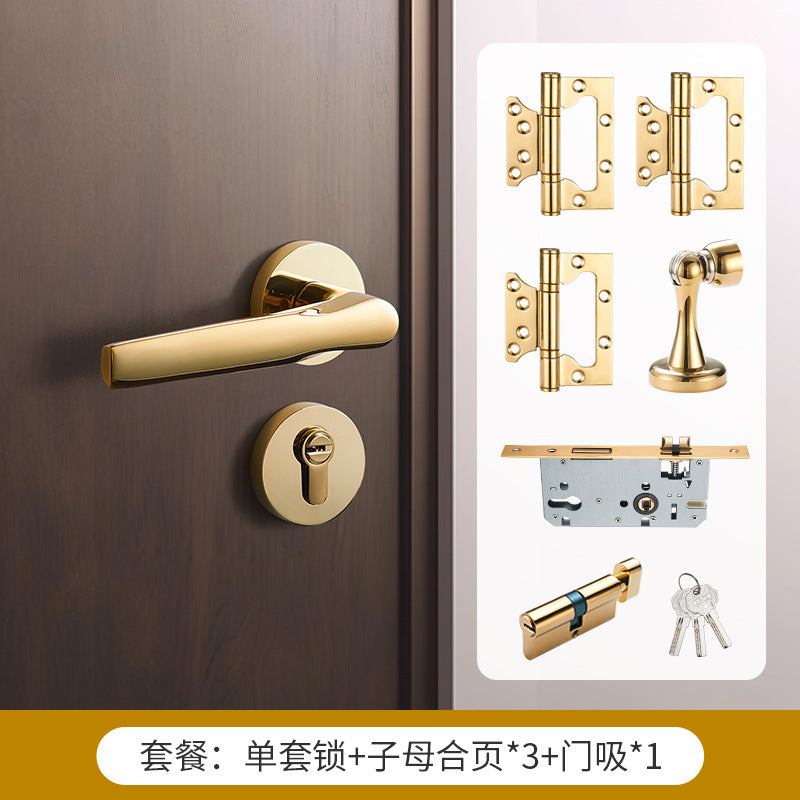 Gold mechanical door lock handle lock