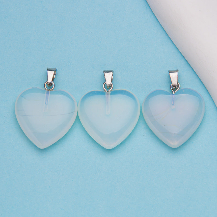 Natural stone peach heart shaped crystal agate pendant