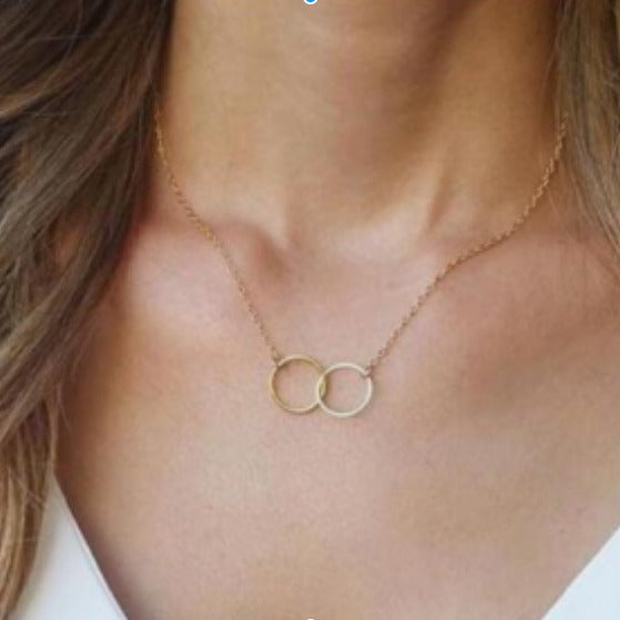 Gold Double Ring Necklace