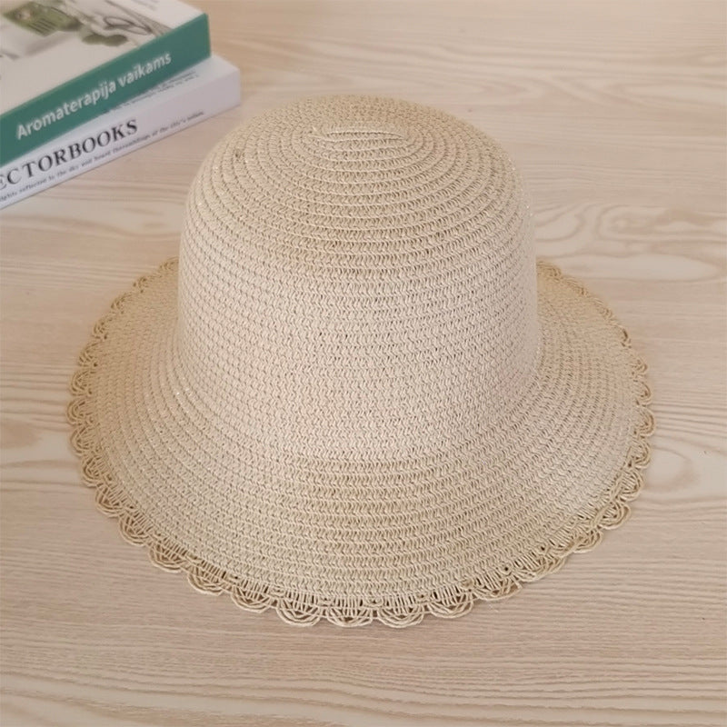 Summer Wavy Lace Women Bucket Hat UV Casual Travel Sun Hat Fisherman