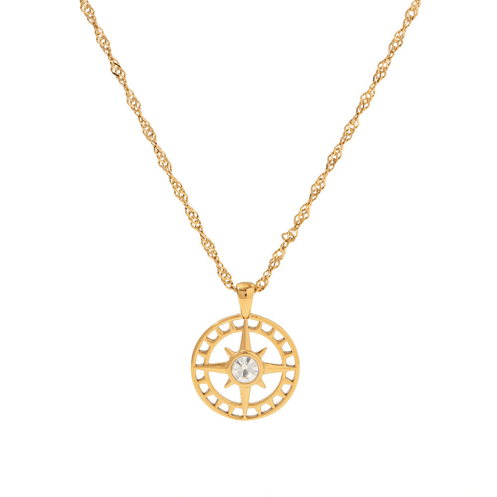 18K Gold Zircon Pendant Necklace