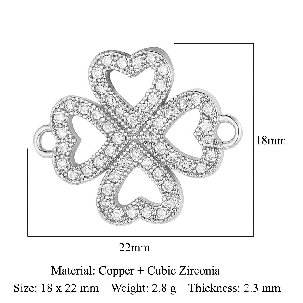 Copper inlaid zircon DIY four-leaf clover pendant.