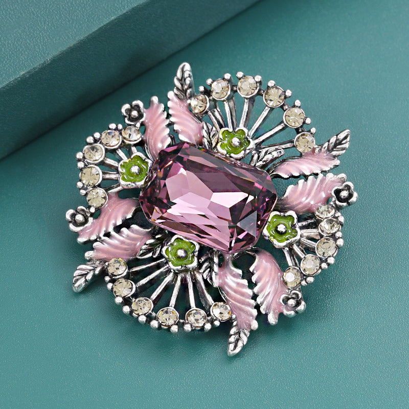 Elegant Diamond Flower Brooch