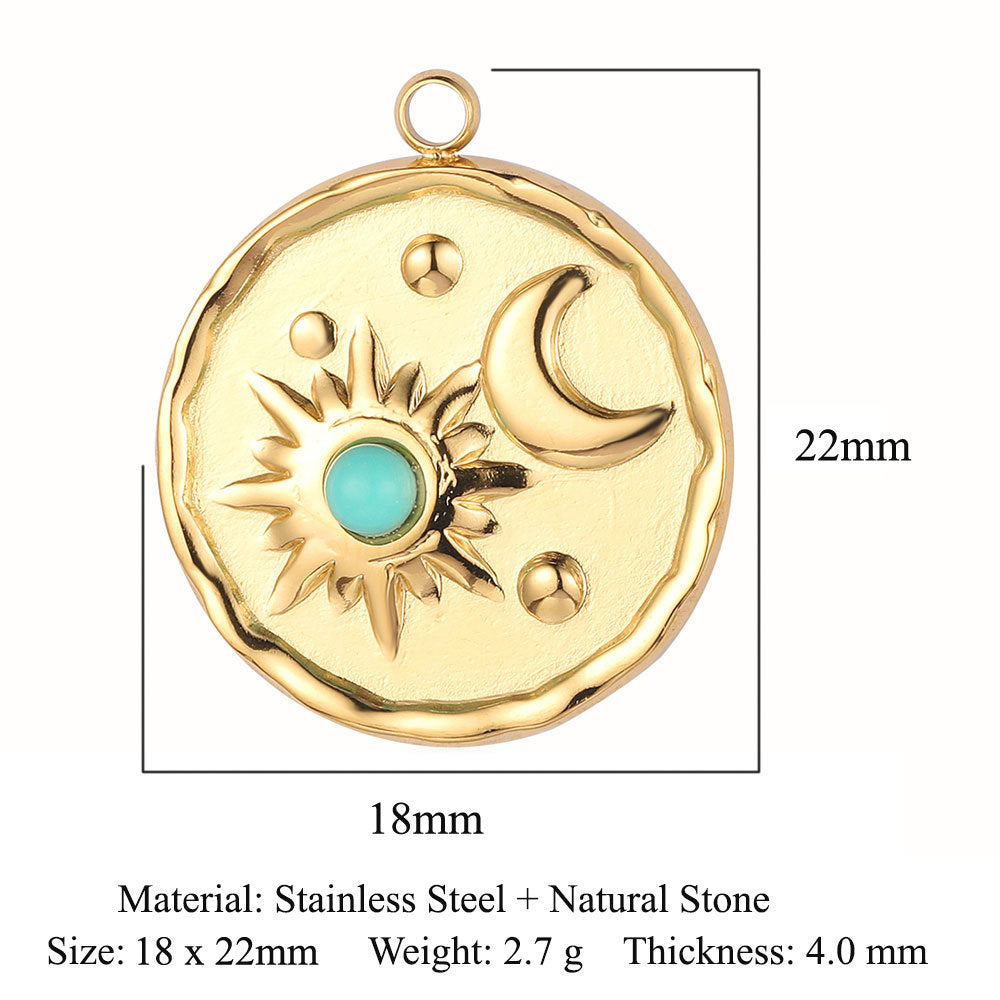 Sun Star Moon Crescent Stainless Steel Pendant