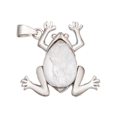 Crystal Gem Alloy Frog Pendant Necklace