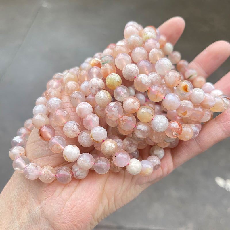 Natural green cherry blossom agate bead bracelet.