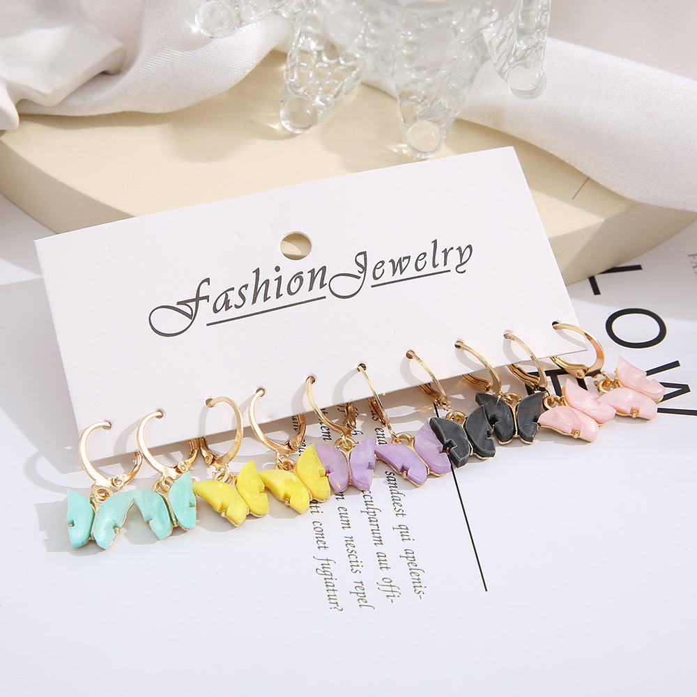 FASHION Acrylic butterfly earrings set 5 pairs