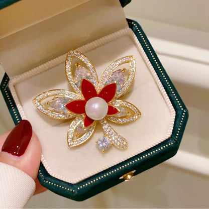 Maple leaf pearl corsage