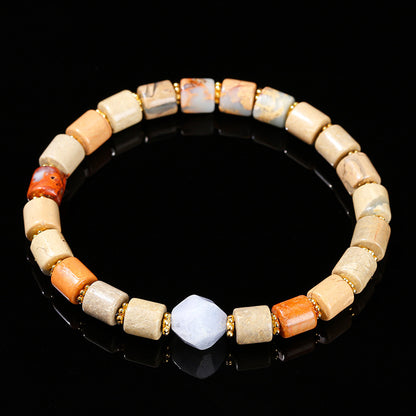 Natural Shoushan stone round tube bracelet.