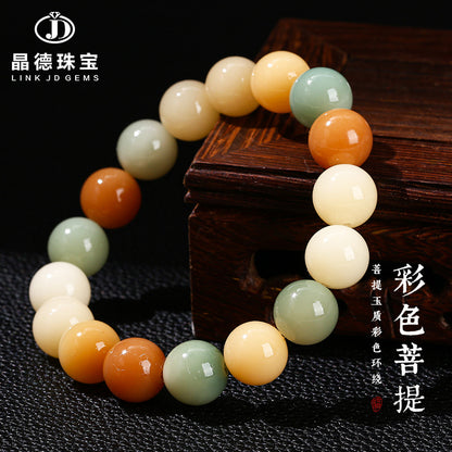 Colored Bodhi round bead bracelet.