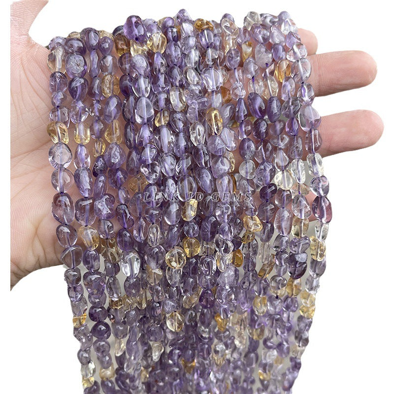 6-8Mm natural purplish yellow crystal beads loose beads