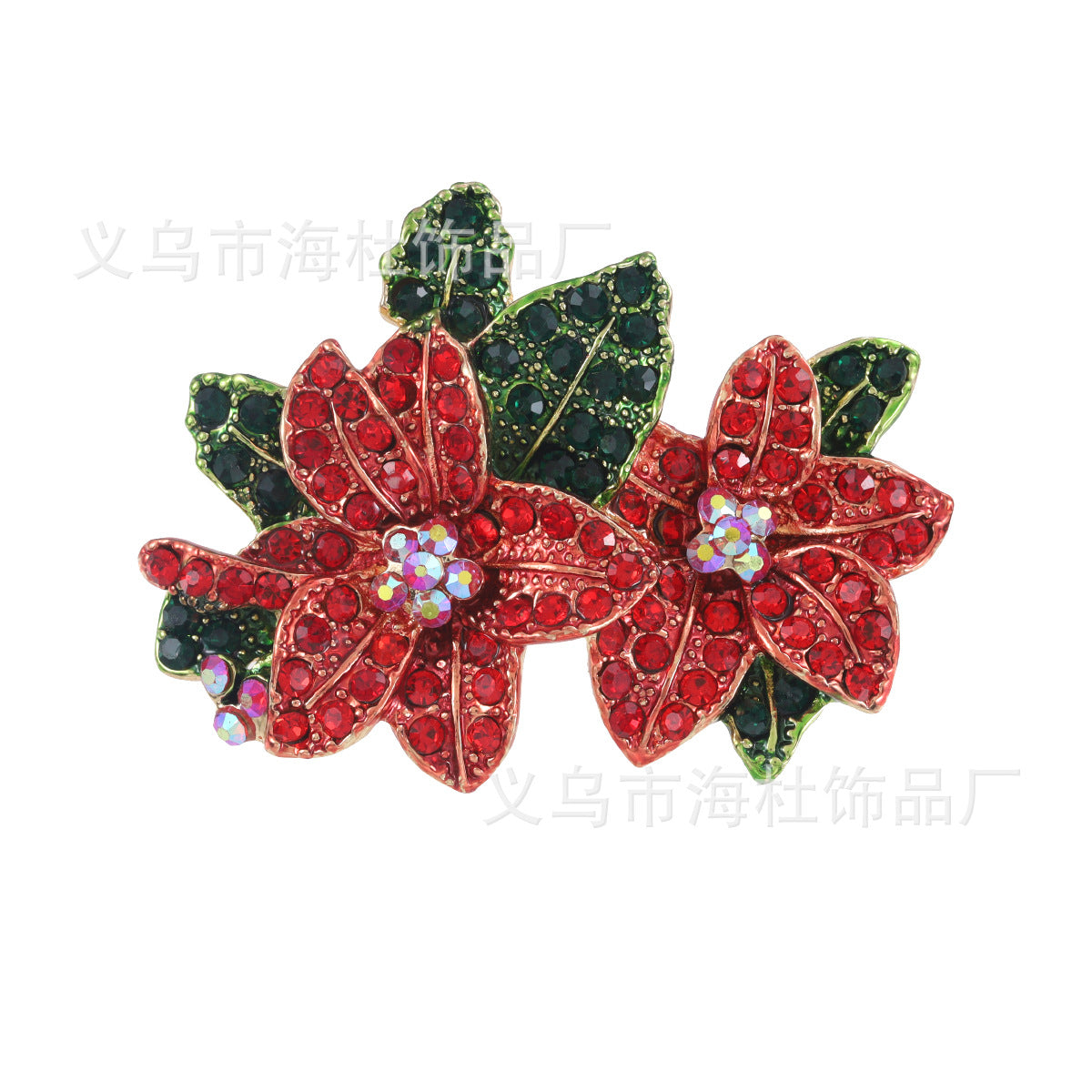 Christmas Flower Brooch Rhinestones