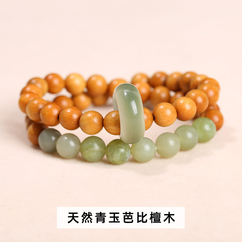 Pulsera de doble círculo con anillo de running de Bodhi de madera de sándalo 