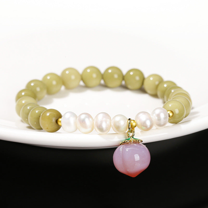 Natural Avocado Alxa Pearl Bracelet