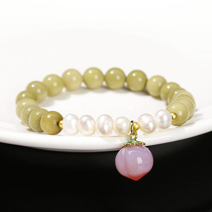 Natural Avocado Alxa Pearl Bracelet