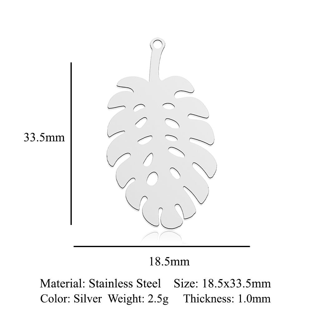 Colgante de acero de titanio con forma de hoja de arce, 5 unidades por bolsa 