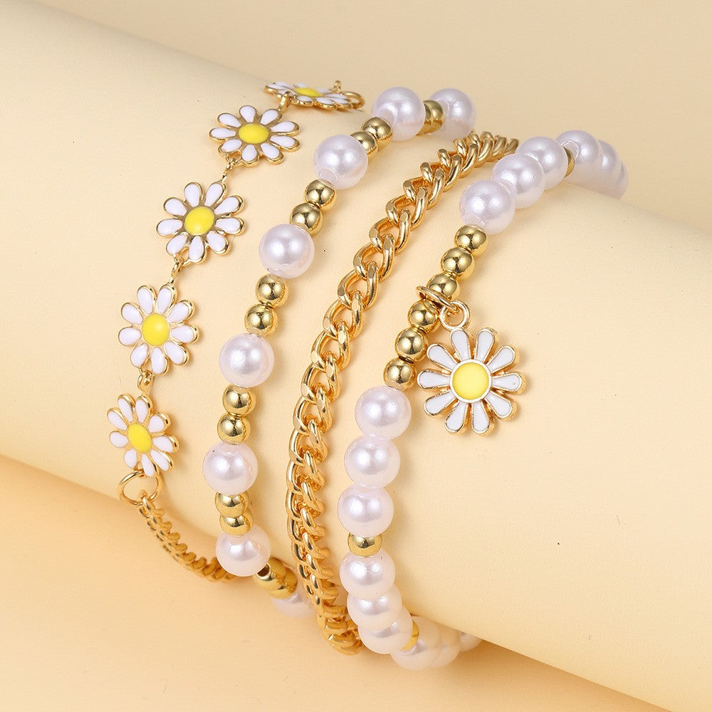 Daisy Pearl Bracelet 8-Piece Set