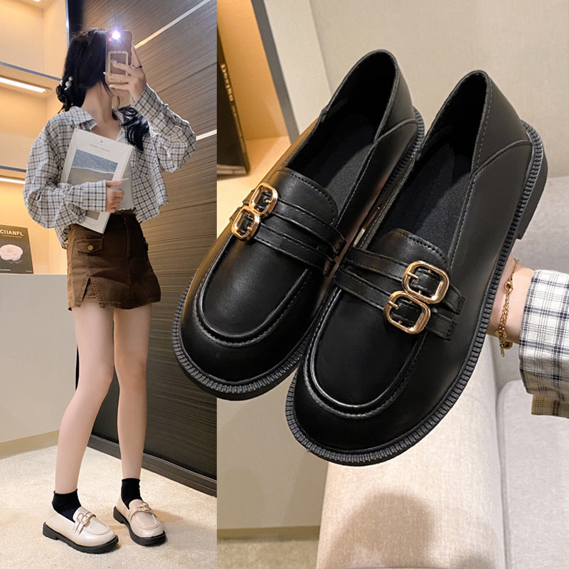 Small Leather Shoes Loafers Women