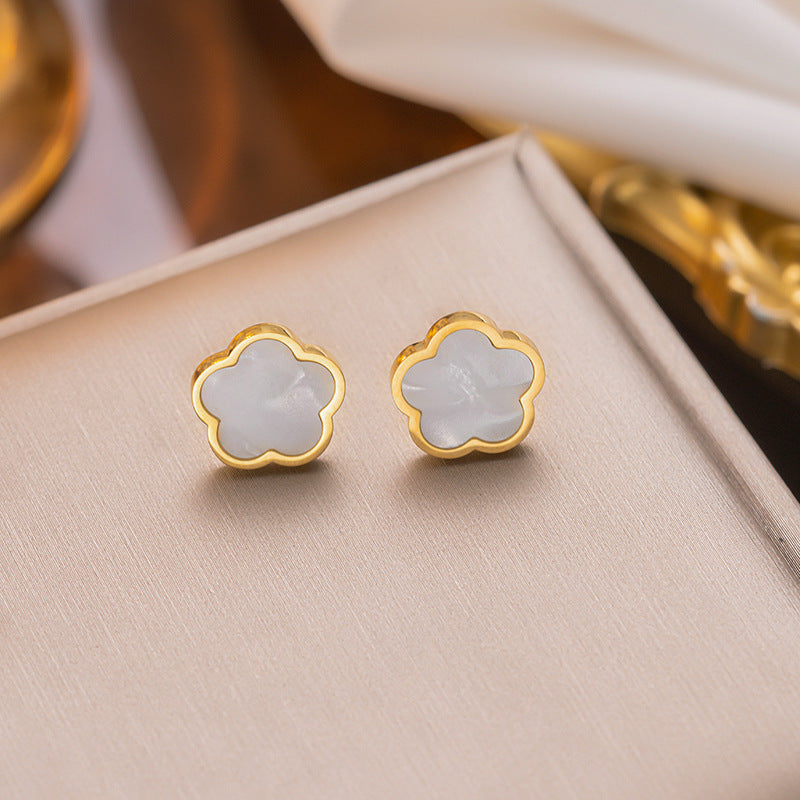 Elegant Clover Earrings with Simple Chic Five-Petal Design