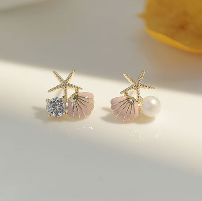 Starfish shell dream pink stud earrings