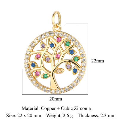 Sunflower Rose Clover Copper Zircon Pendant