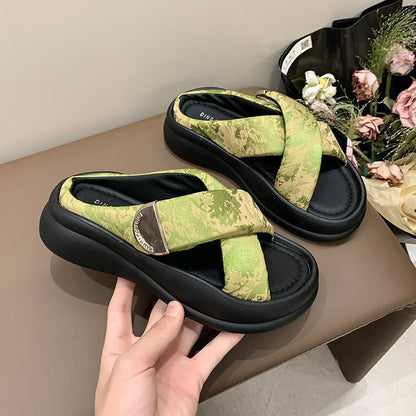 Trendy thick-soled cool slippers women