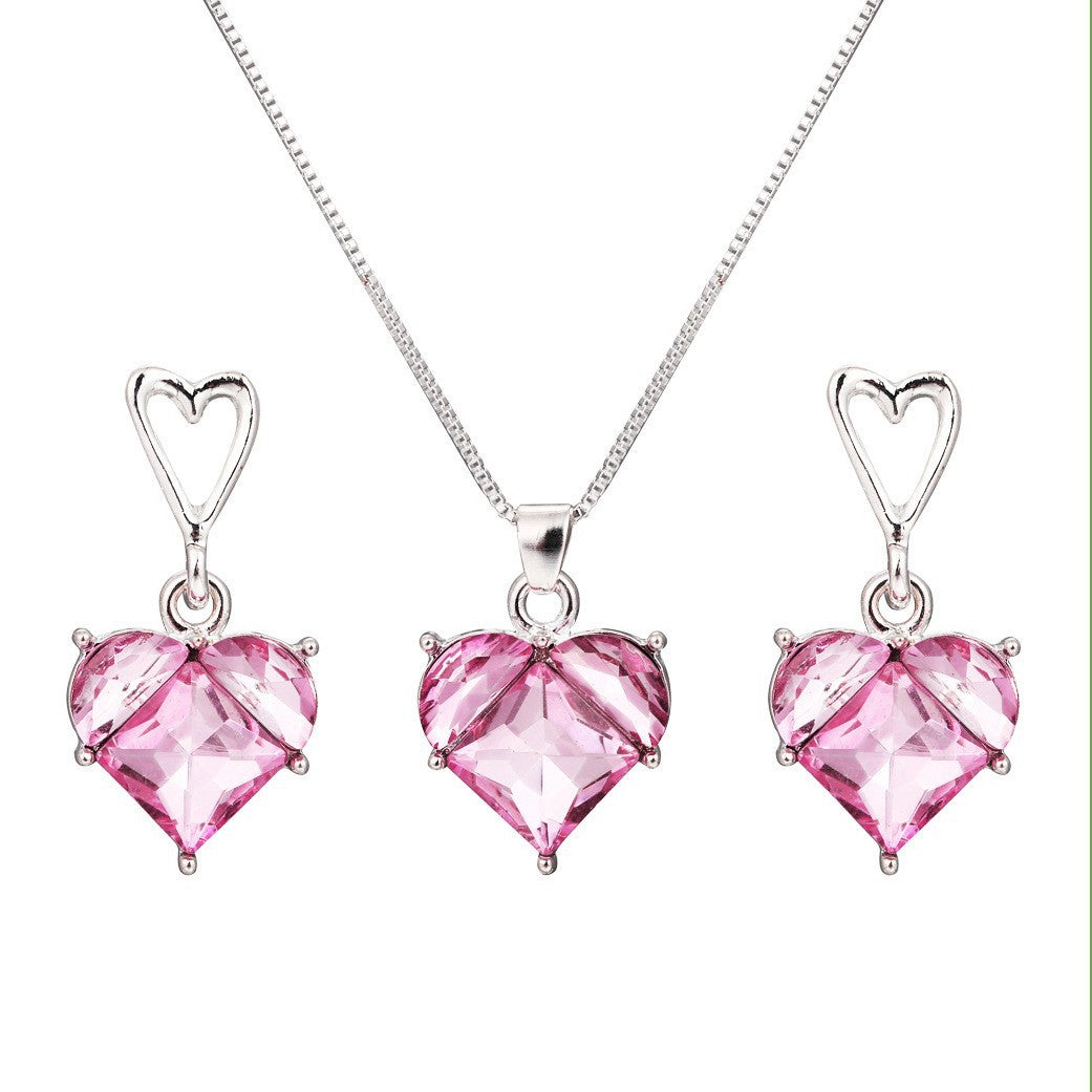 Heart Bridal Necklace Earrings Set