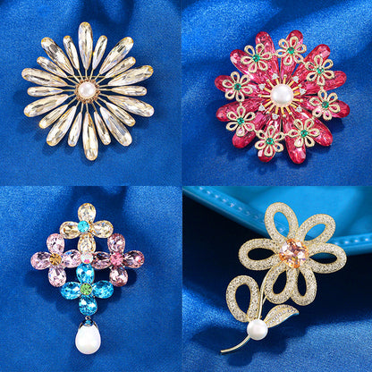 Crystal Flower Brooch Brooch Versatile