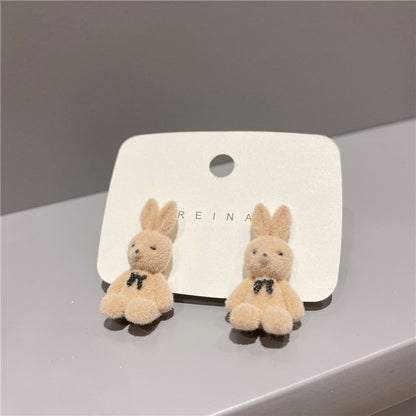 Plush bunny stud earrings