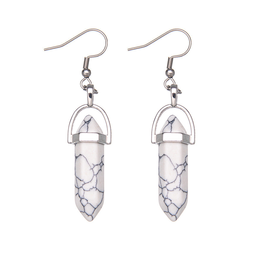 Crystal Hexagonal Column Pendant Stainless Steel Earrings