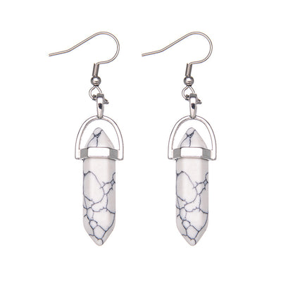 Crystal Hexagonal Column Pendant Stainless Steel Earrings