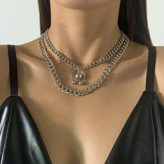 Geometric metal hollow chain necklace