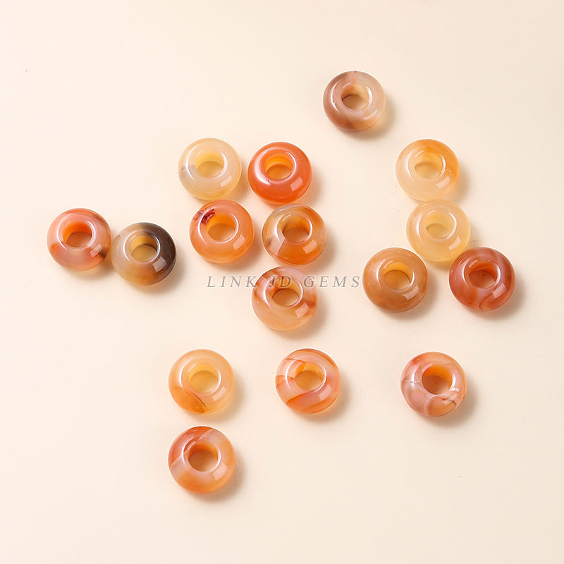 14Mm primary color agate abacus large hole bead powder