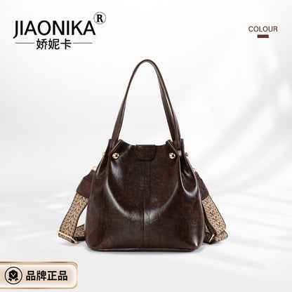 Bucket bag pleated shoulder bag