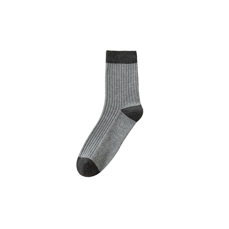 Men¡¯s Solid Cotton Mid-Calf Socks Fall/Winter Business Thick Anti-Odor