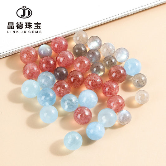 Natural strawberry crystal non-porous round beads loose beads