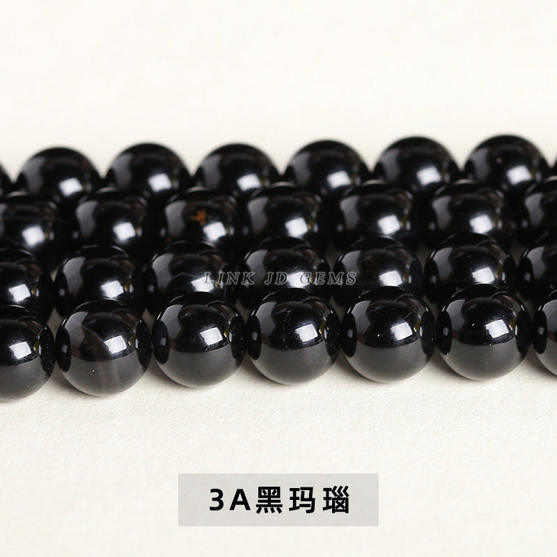 Black agate round bead bracelet