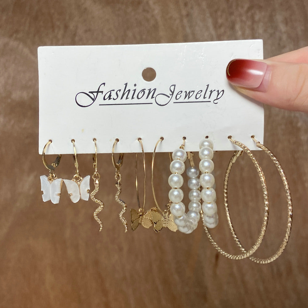 Acrylic Butterfly Snake Pearl Earrings for Women