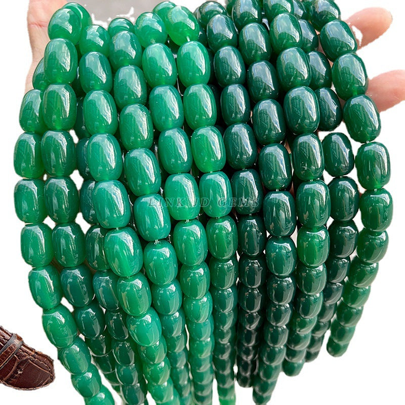 Natural green agate bucket beads drum beads loose beads