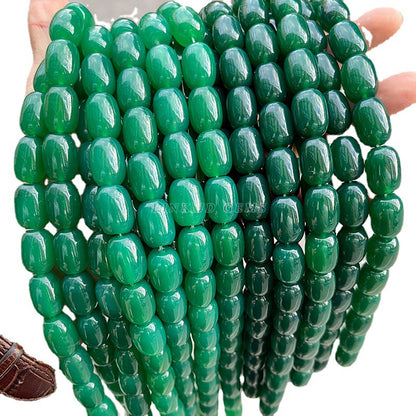 Natural green agate bucket beads drum beads loose beads